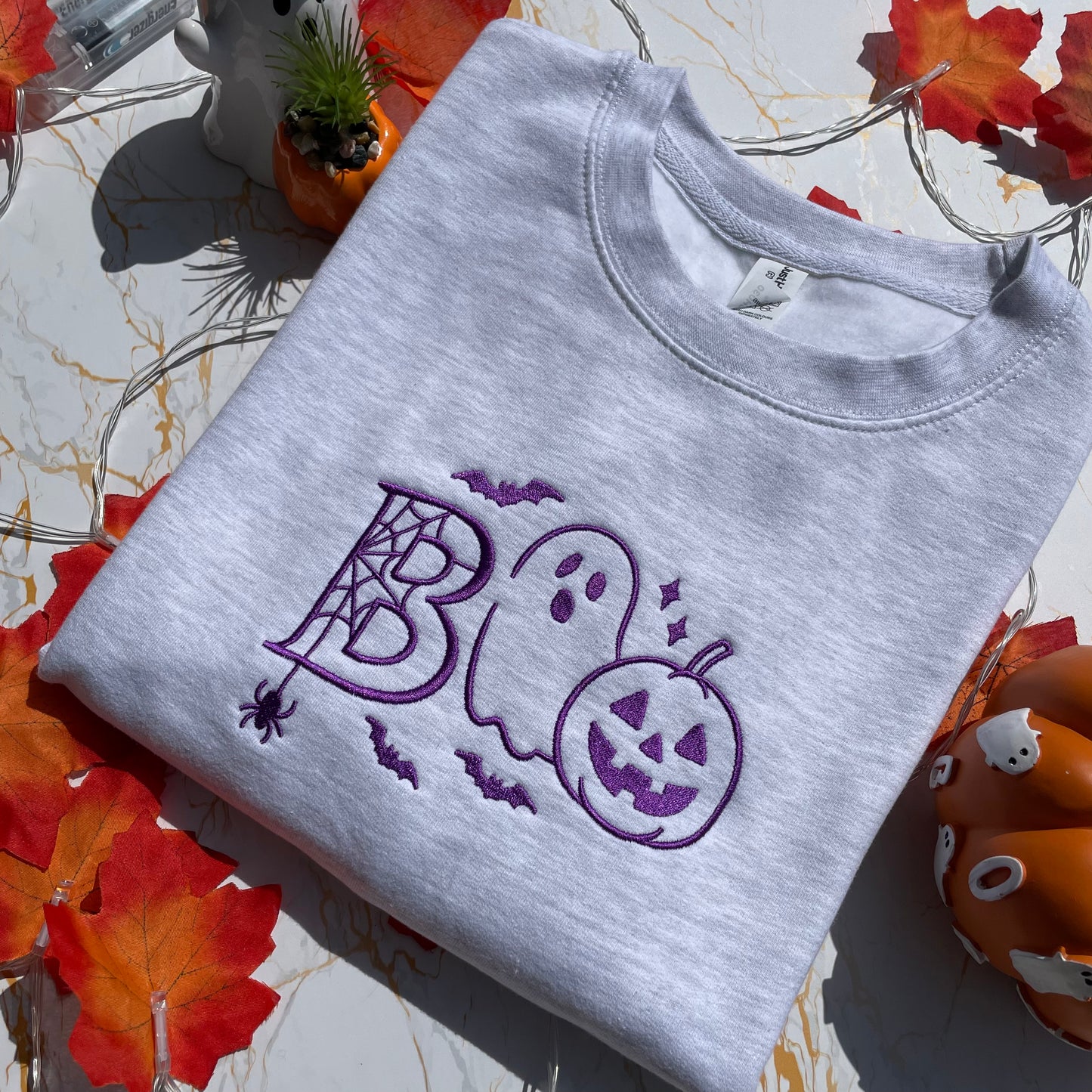 Boo Pumpkin Embroidered Sweatshirt