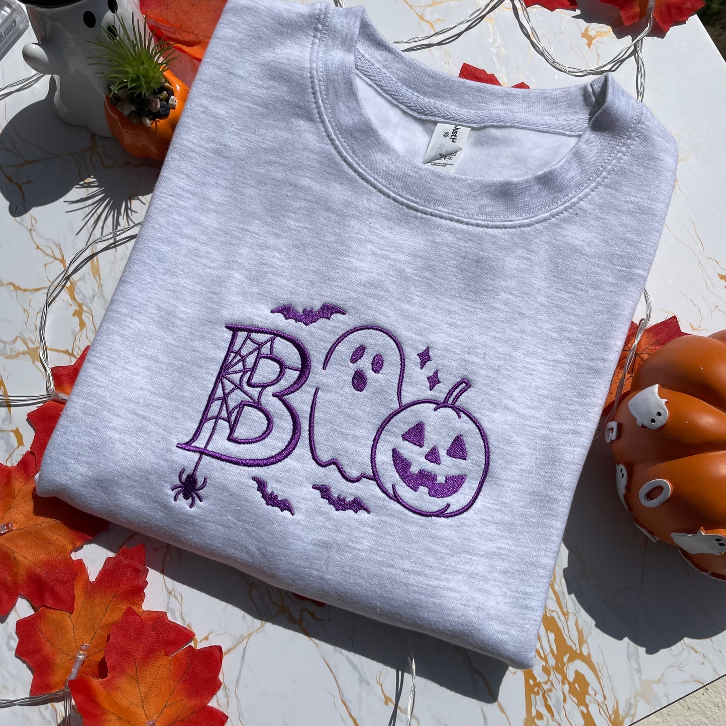 Boo Pumpkin Embroidered Sweatshirt