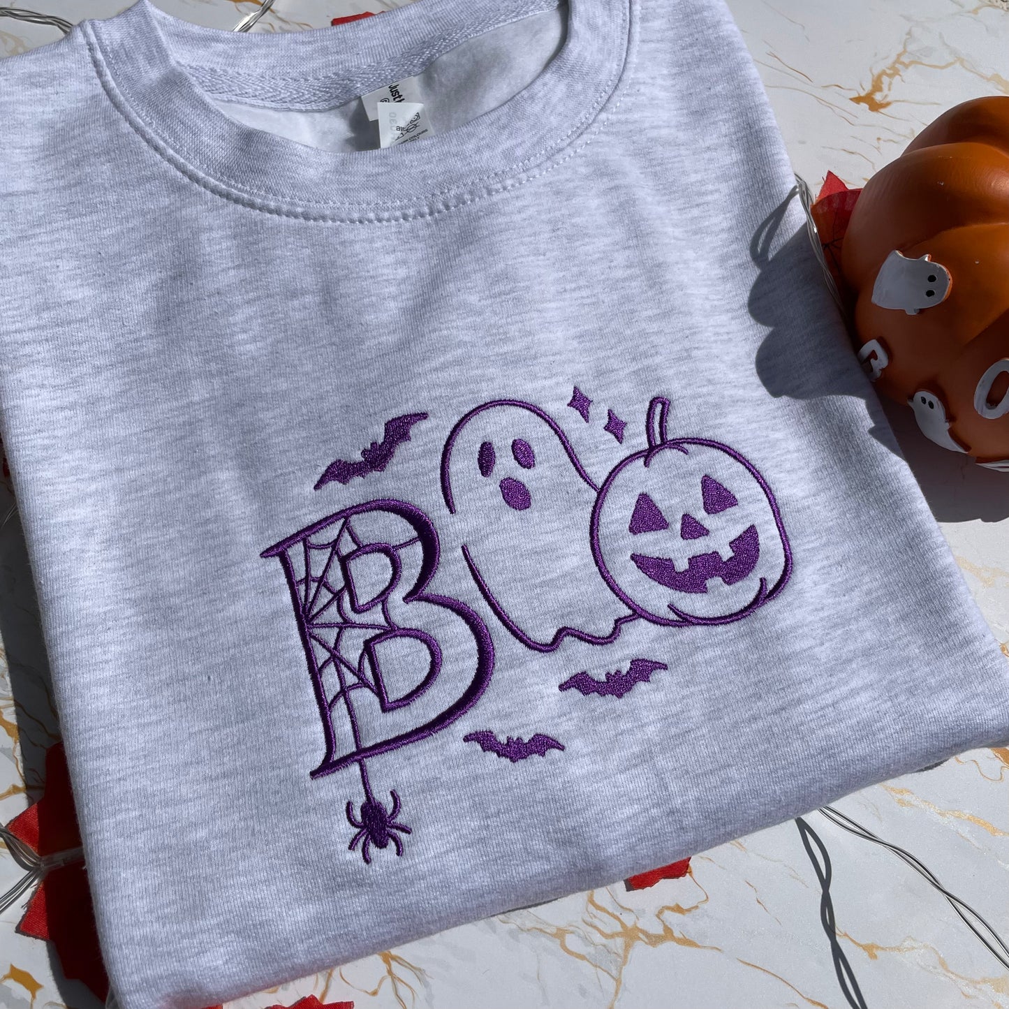 Boo Pumpkin Embroidered Sweatshirt