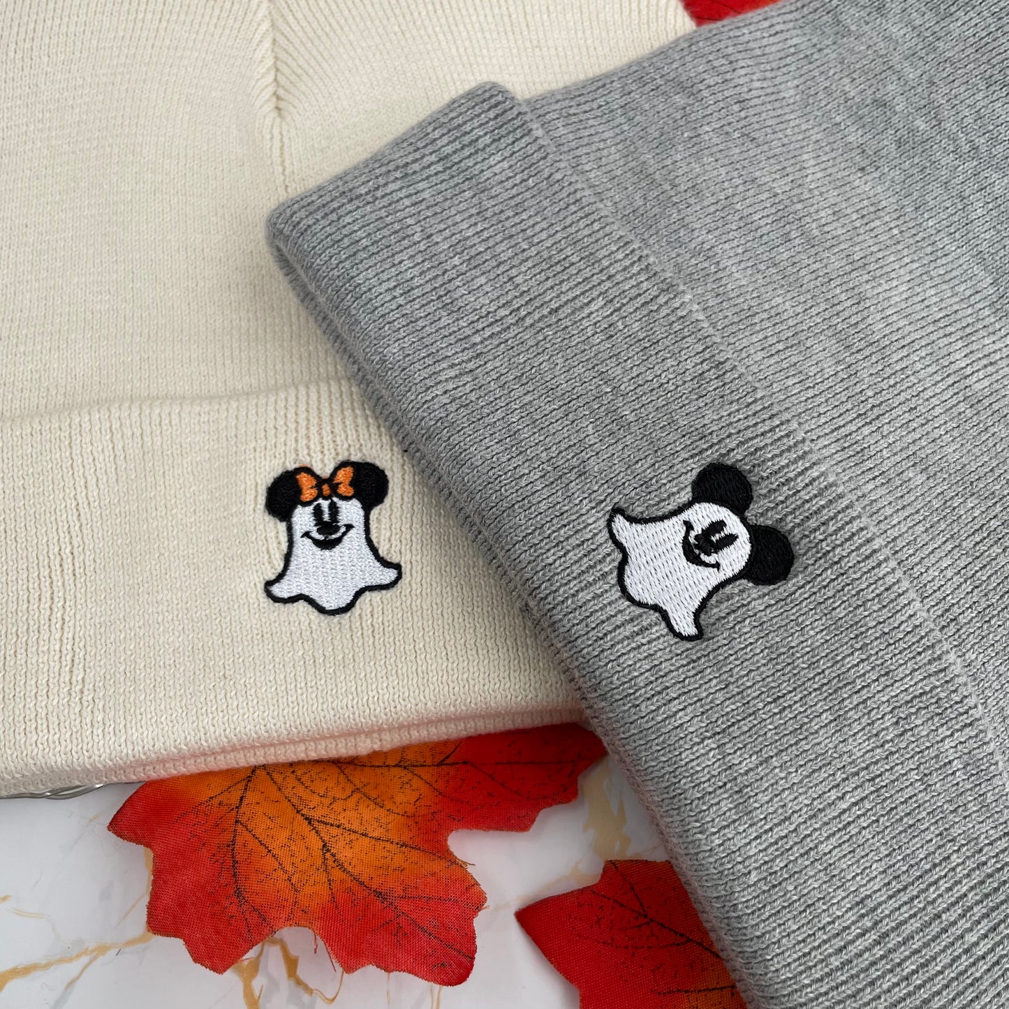 Minnie and Mickey Ghost Embroidered Beanie