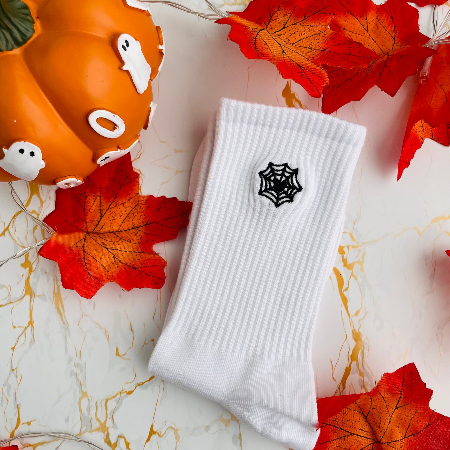 Spider Web Embroidered Socks