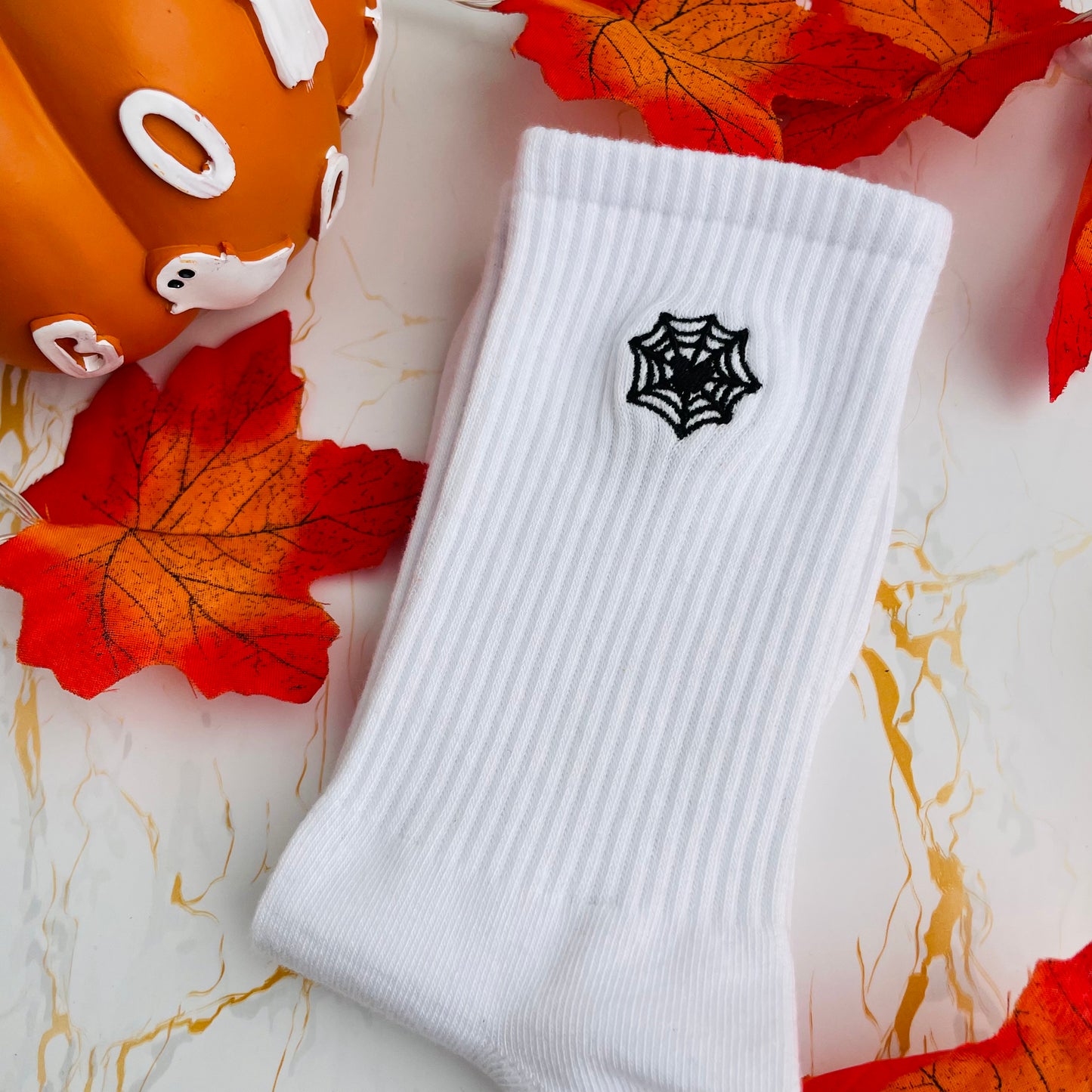 Spider Web Embroidered Socks