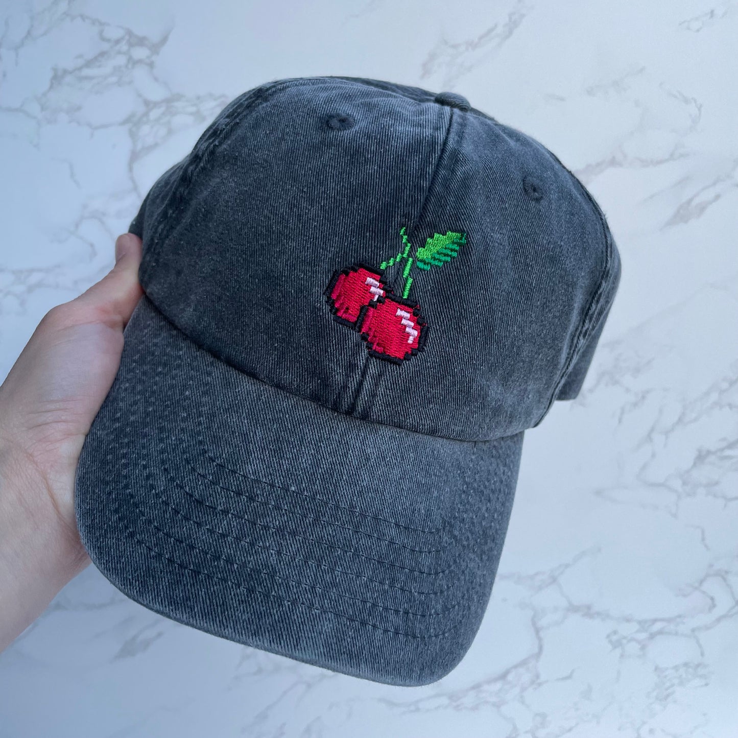 Pixel Cherry Embroidered Cap