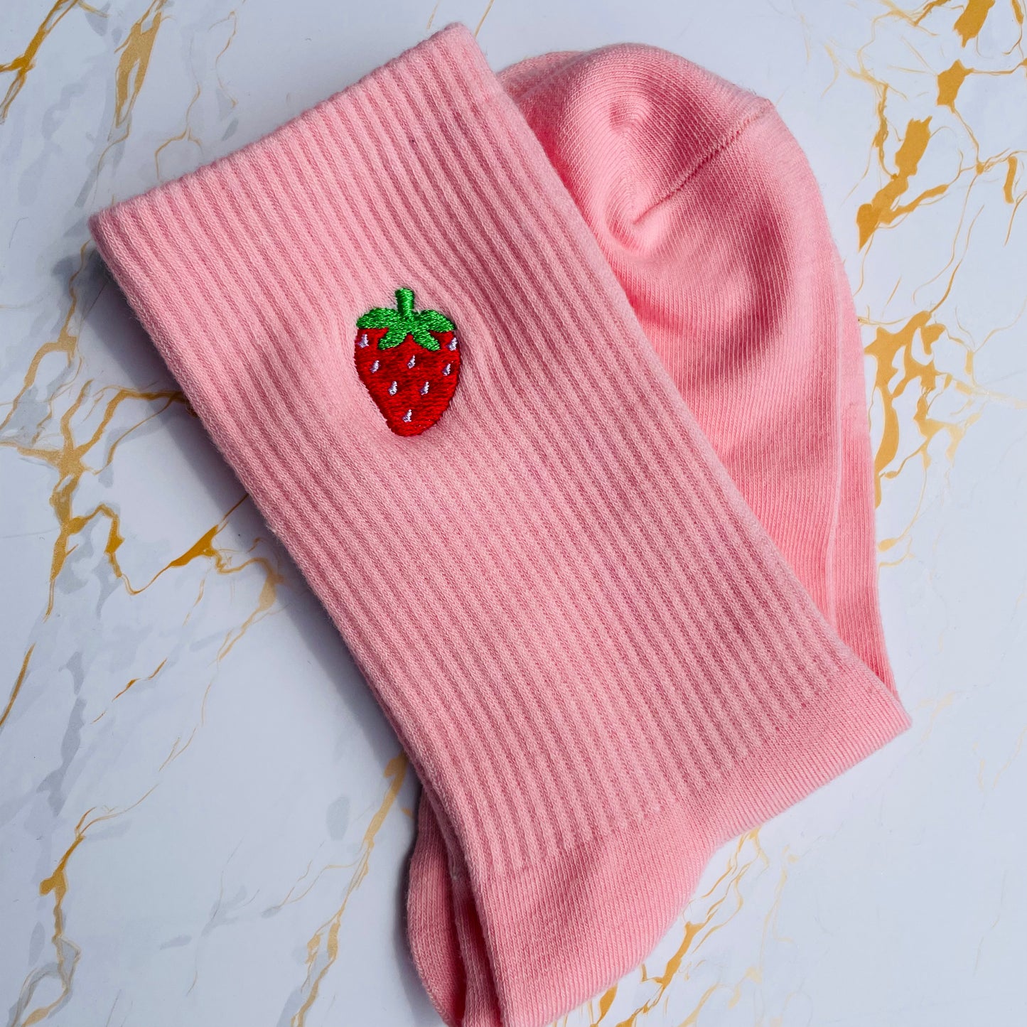 Strawberry Embroidered Socks
