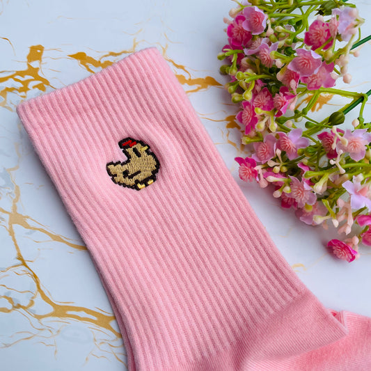 Stardew Valley Chicken Embroidered Socks