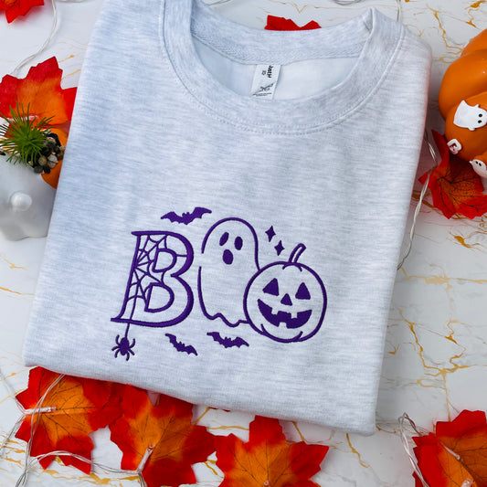 Boo Pumpkin Embroidered Sweatshirt