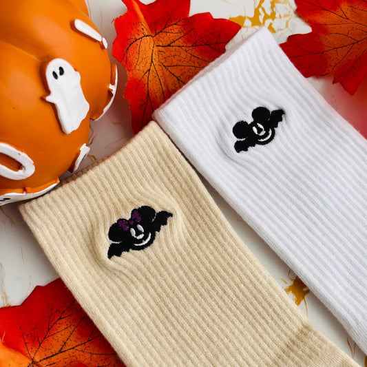 Minnie and Mickey Bat Embroidered Socks