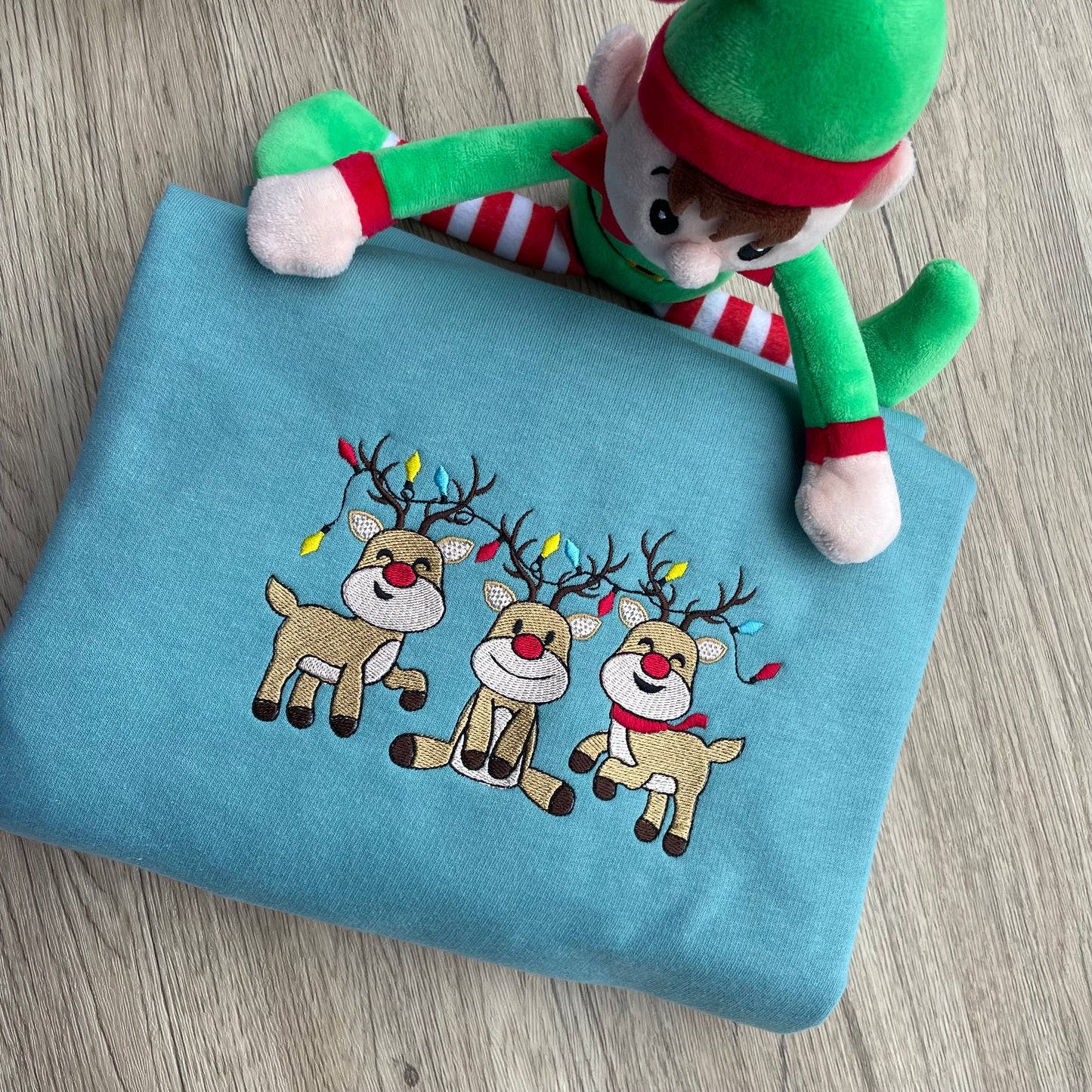 Embroidered Reindeer Christmas Sweatshirt