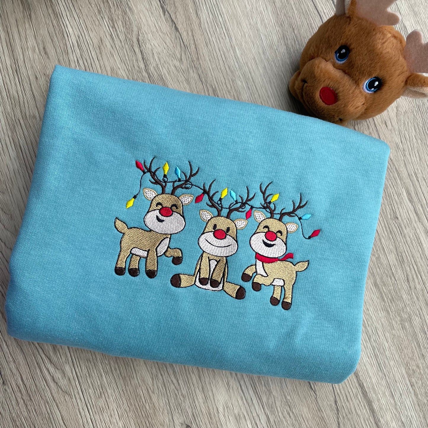 Embroidered Reindeer Christmas Sweatshirt