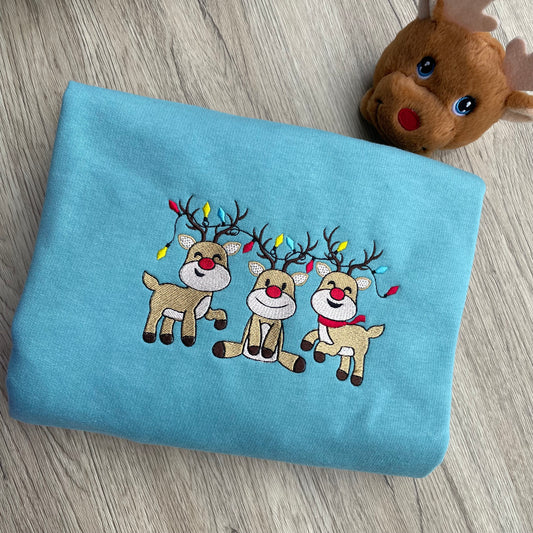 Embroidered Reindeer Christmas Sweatshirt