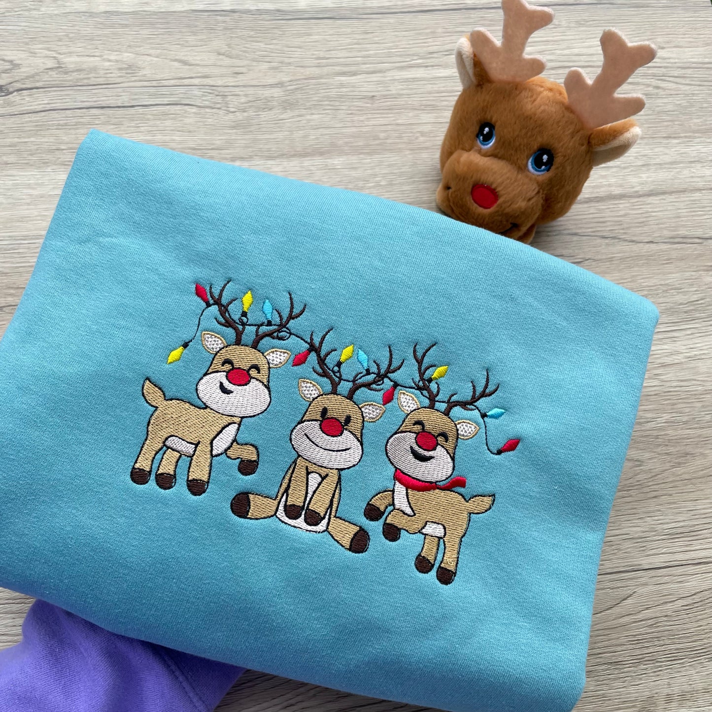 Embroidered Reindeer Christmas Sweatshirt