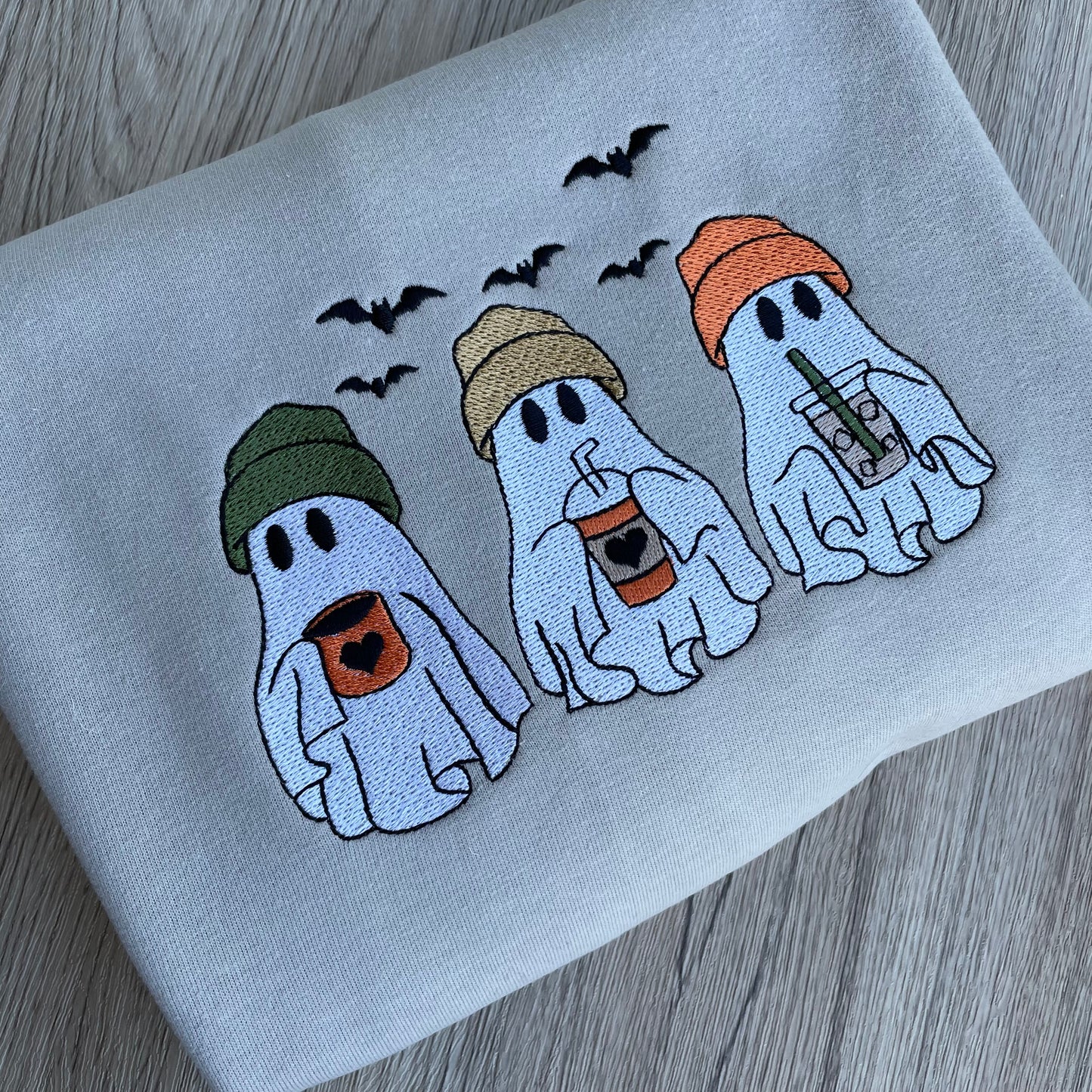 Ghost Drinking Coffee Embroidered Sweatshirt