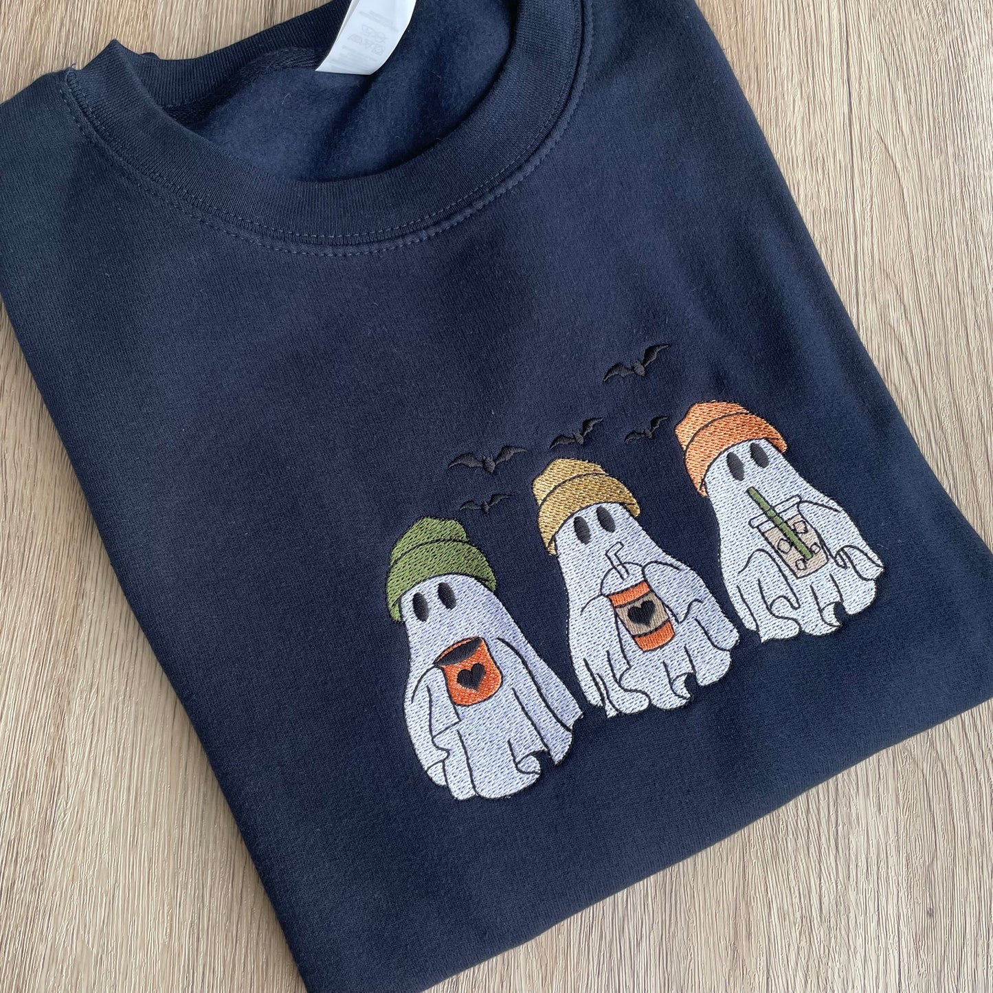 Ghost Drinking Coffee Embroidered Sweatshirt