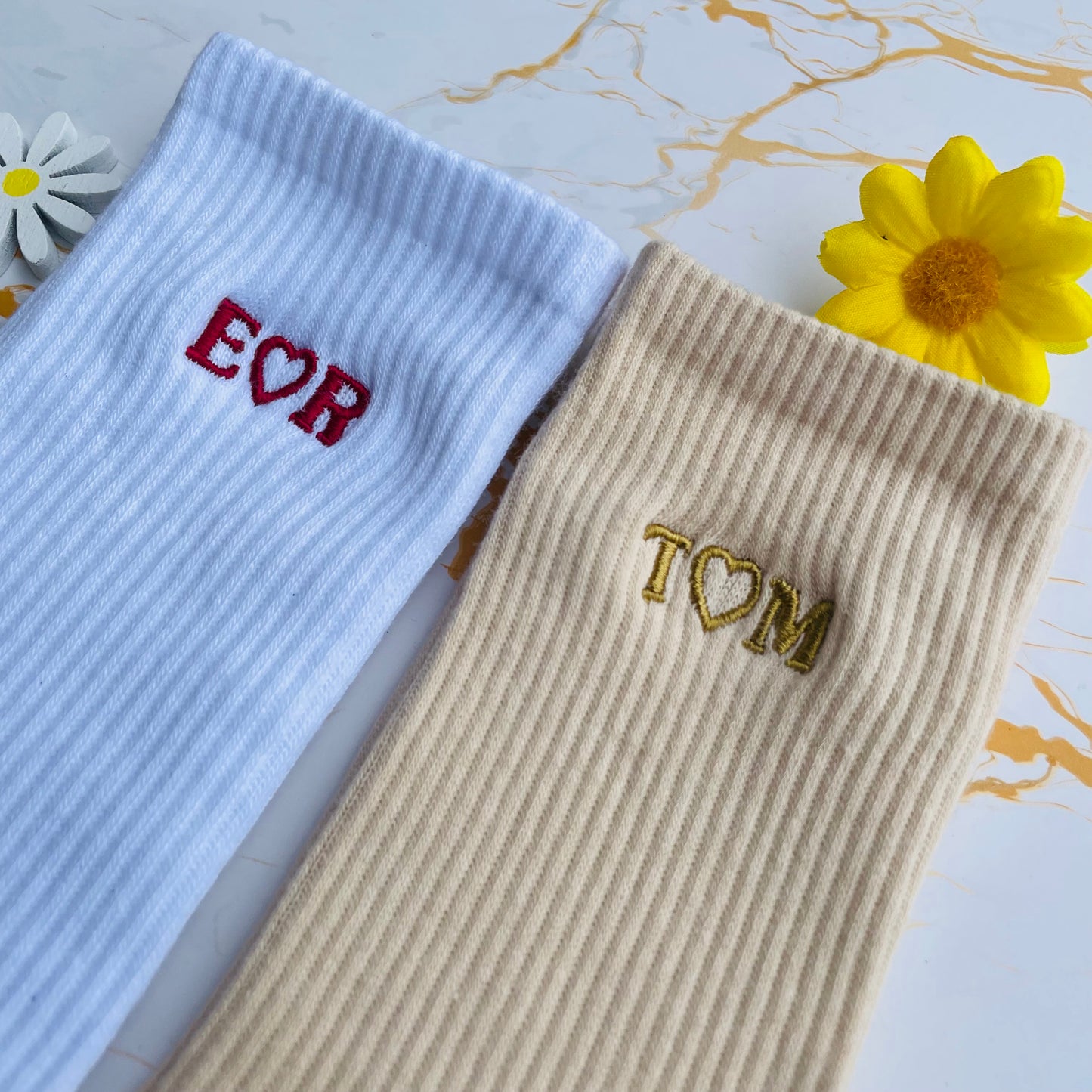 Custom Initials Embroidered Socks