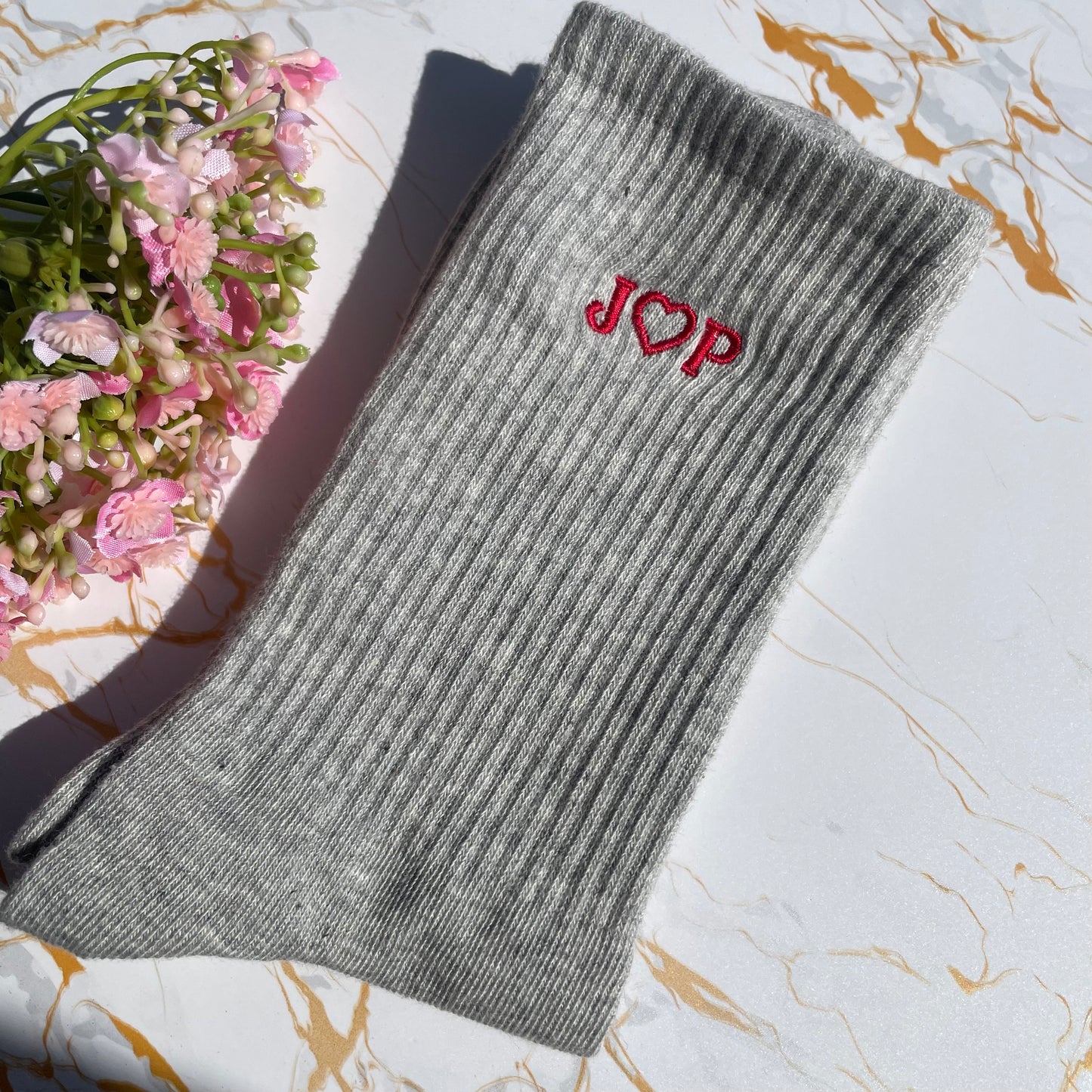Custom Initials Embroidered Socks