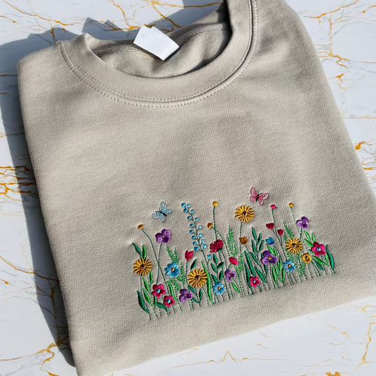 Wild Flowers Embroidered Sweatshirt