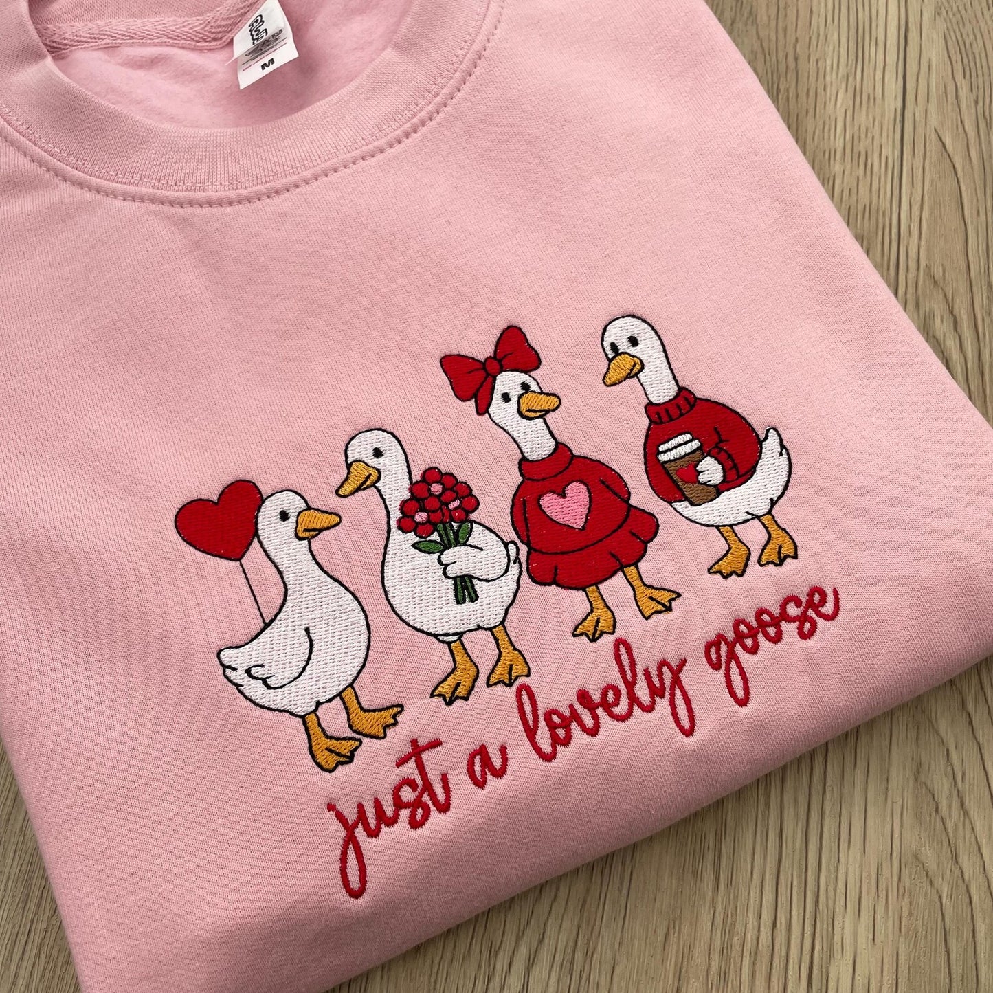 Just a Lovely Goose Embroidered Sweatshirt - Valentine's Day Jumper