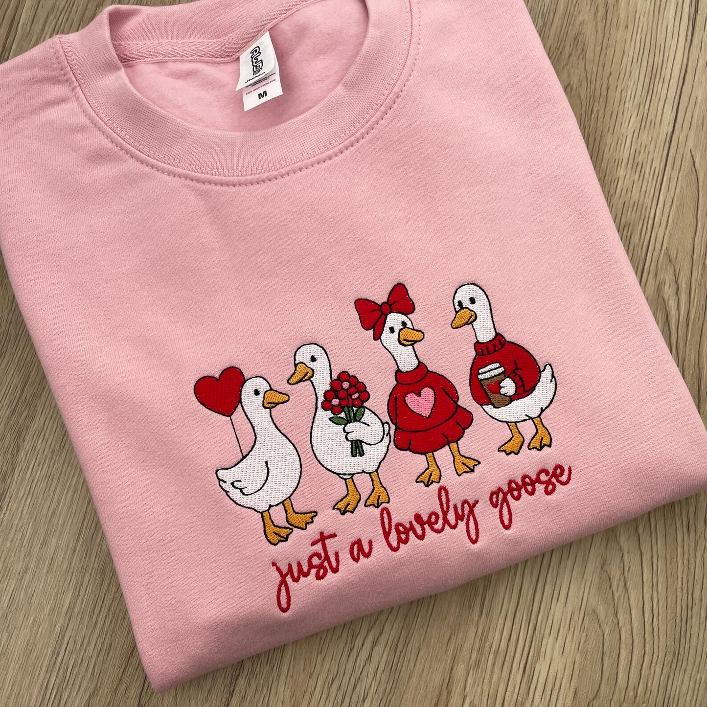 Just a Lovely Goose Embroidered Sweatshirt - Valentine's Day Jumper