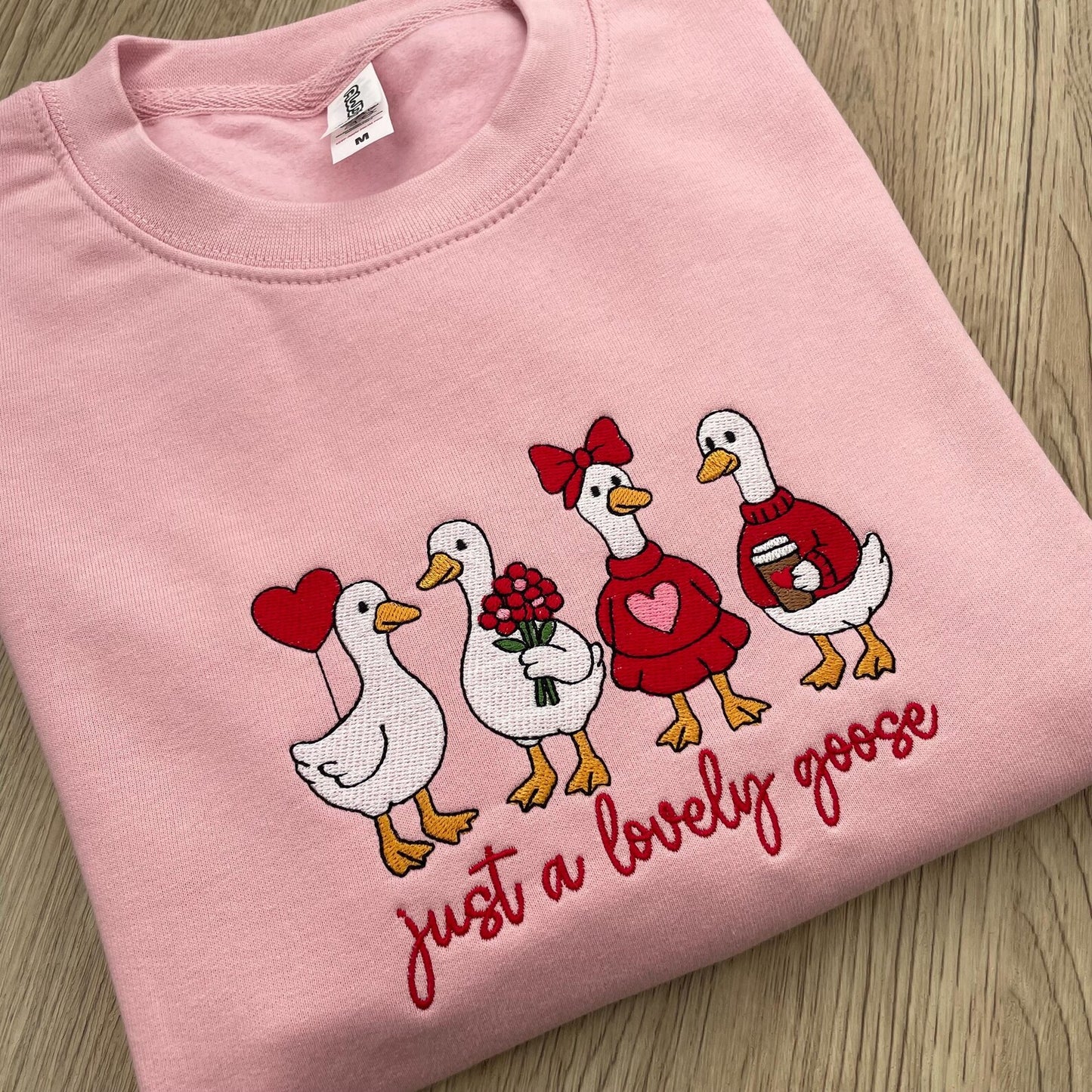 Just a Lovely Goose Embroidered Sweatshirt - Valentine's Day Jumper