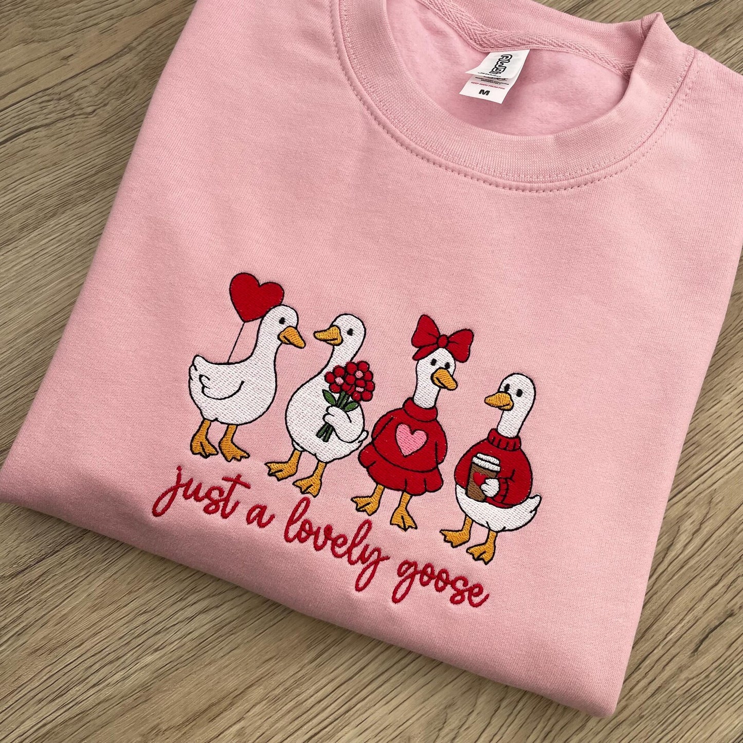 Just a Lovely Goose Embroidered Sweatshirt - Valentine's Day Jumper