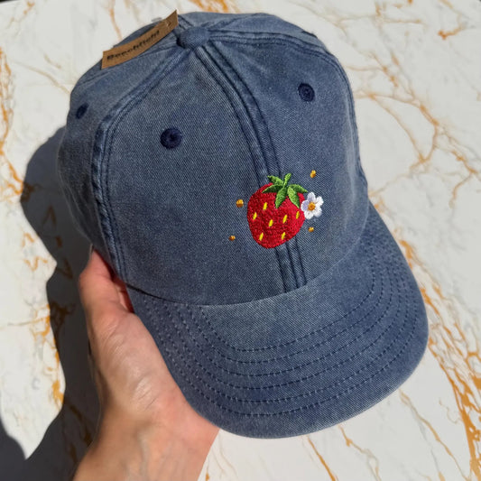 Strawberry Embroidered Baseball Cap