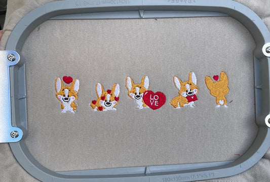 Valentine's Day Corgi Dog Embroidered Sweatshirt