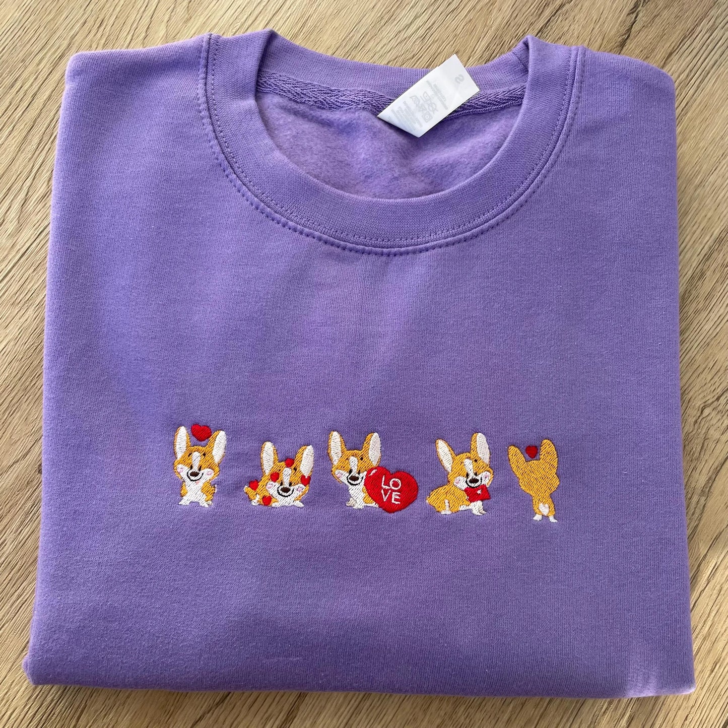 Valentine's Day Corgi Dog Embroidered Sweatshirt